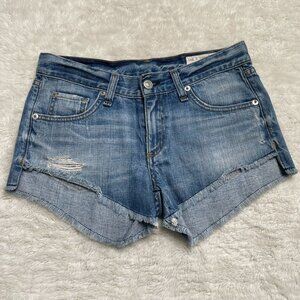 Rag & Bone Women's Blue Low Rise Cut Off Denim Cotton Distressed Shorts Size 23